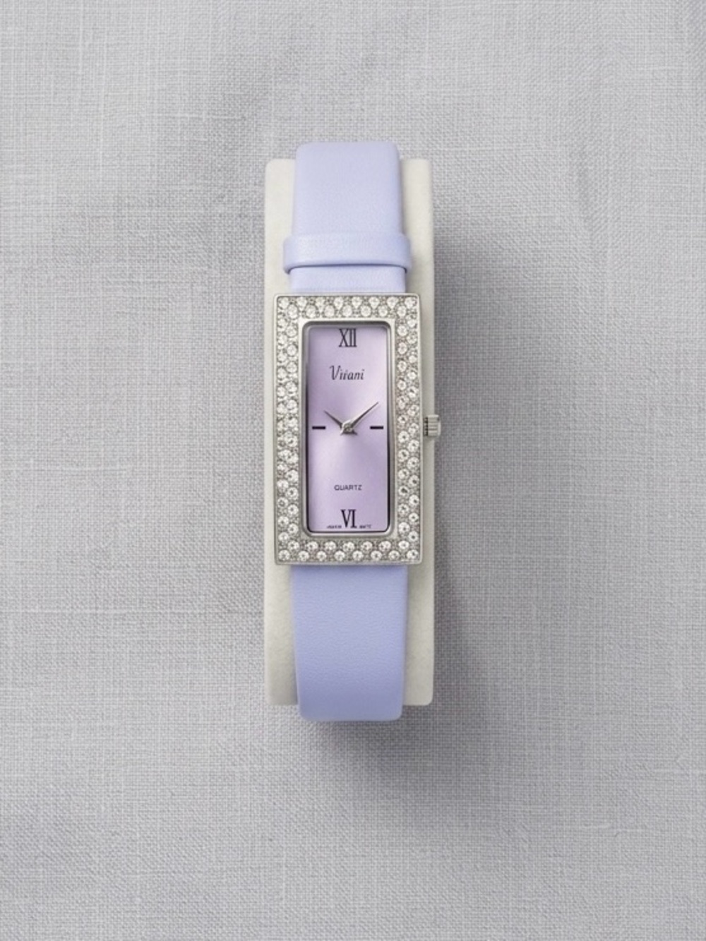 Vivani Lavender Crystal-Accent Rectangular Women's Watch